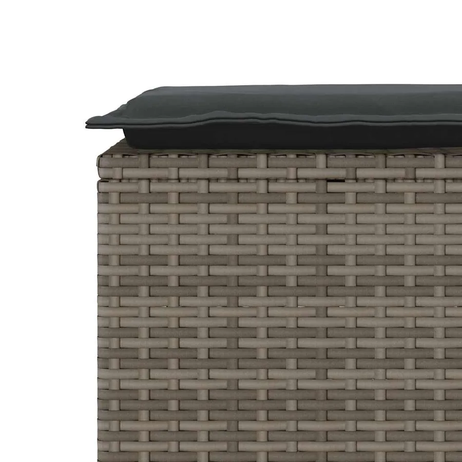 Banc de jardin avec coussin gris 110x40x44 cm résine tressée - 7