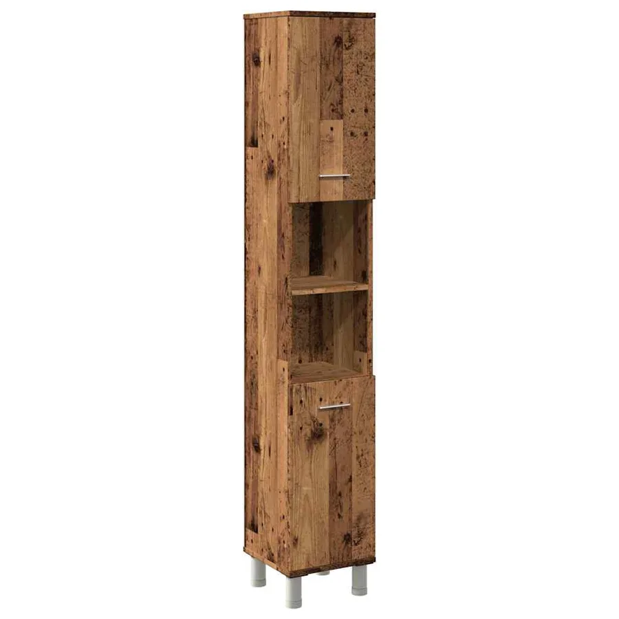 Armoire de salle de bain vieux bois 30x30x179cm bois ingénierie - 2