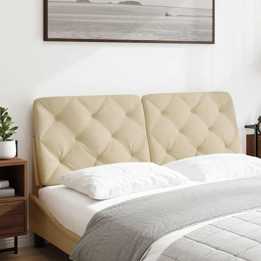 Coussin de tête de lit crème 120 cm tissu - 2