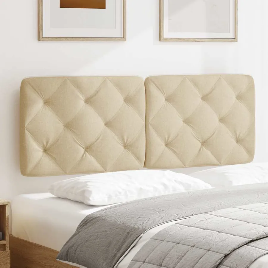 Coussin de tête de lit crème 120 cm tissu - 3
