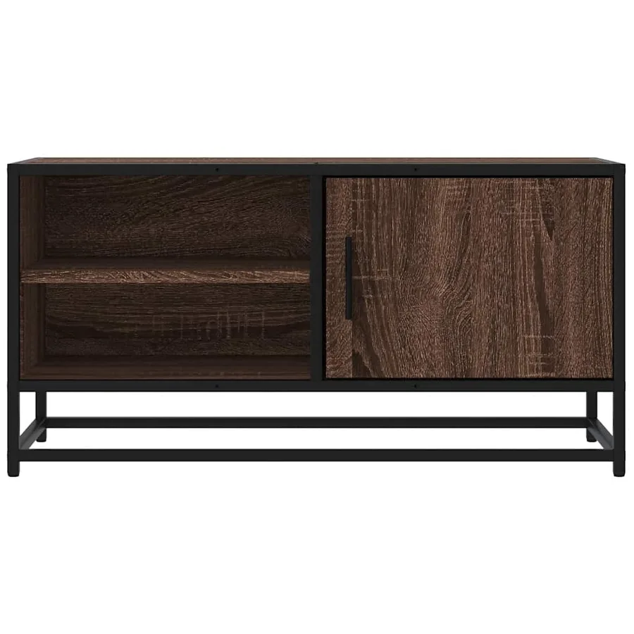 Meuble TV chêne marron 80x34,5x40 cm bois d'ingénierie et métal - 4