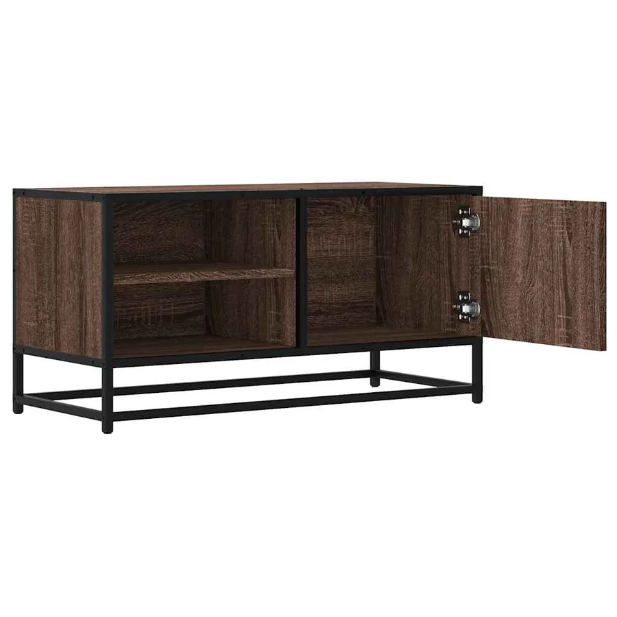 Meuble TV chêne marron 80x34,5x40 cm bois d'ingénierie et métal - 7