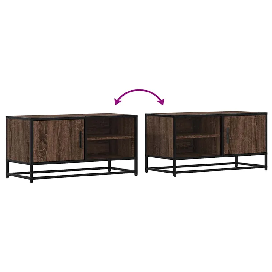 Meuble TV chêne marron 80x34,5x40 cm bois d'ingénierie et métal - 8
