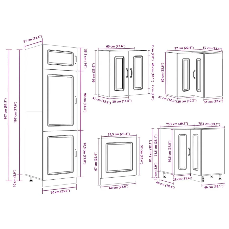 Ensemble d'armoires de cuisine 14 pcs Kalmar bois d'ingénierie - 10