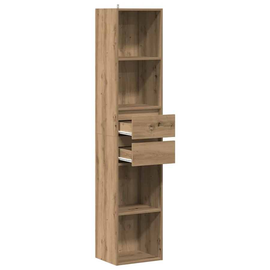 Bibliothèque chêne artisanal 36x30x171 cm bois d'ingénierie - 7