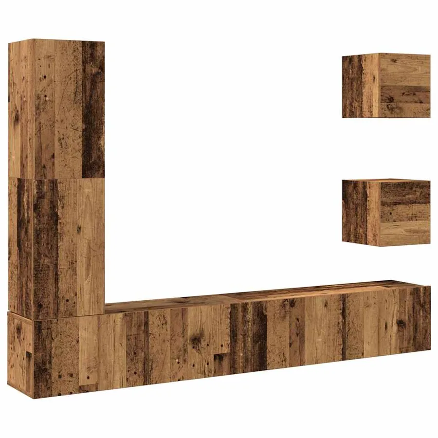 Ensemble de meuble TV mural 5 pcs vieux bois bois d'ingénierie - 2
