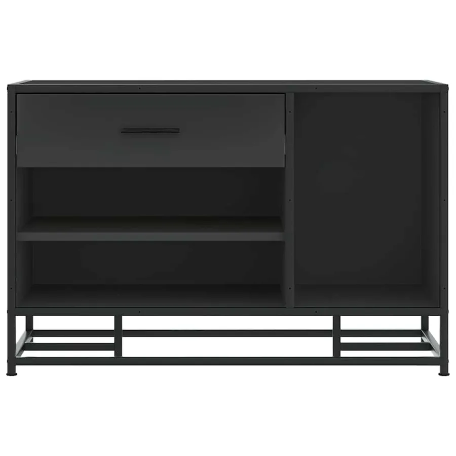Banc à chaussures noir 80x40x53,5 cm bois d'ingénierie et métal - 4