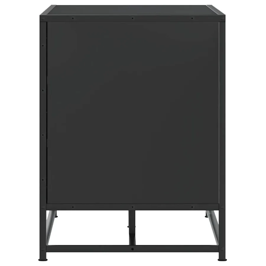 Banc à chaussures noir 80x40x53,5 cm bois d'ingénierie et métal - 5
