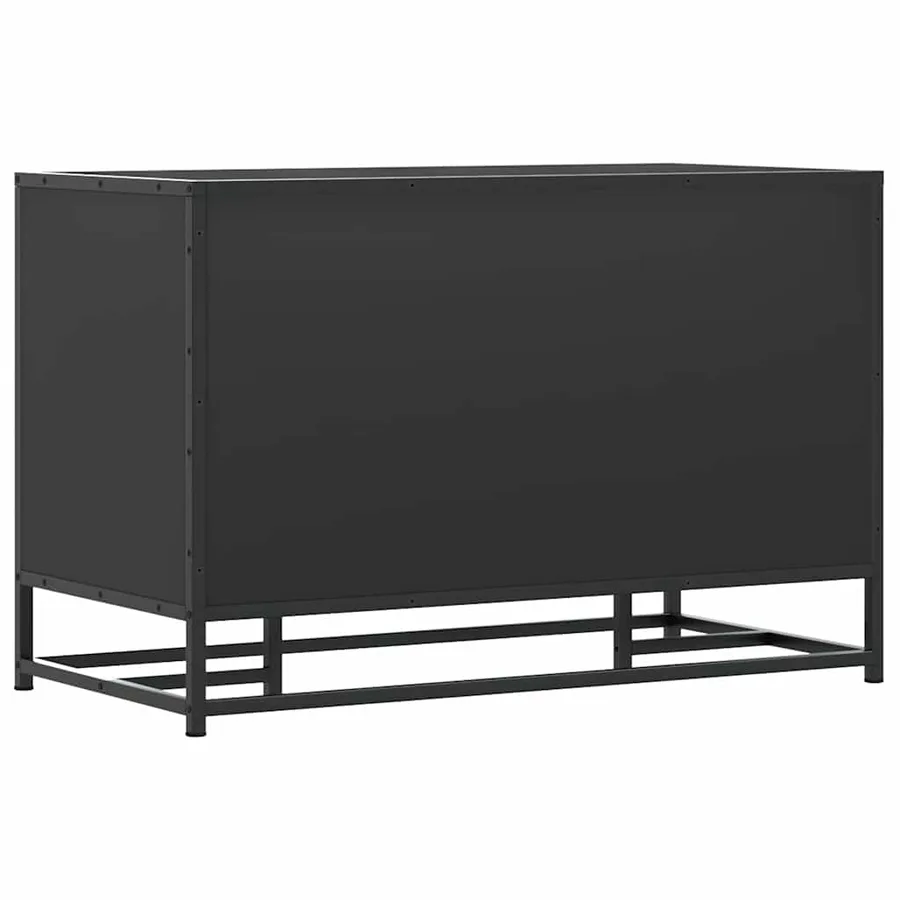 Banc à chaussures noir 80x40x53,5 cm bois d'ingénierie et métal - 6