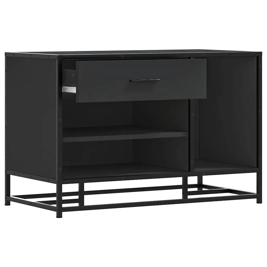 Banc à chaussures noir 80x40x53,5 cm bois d'ingénierie et métal - 7