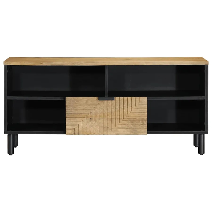 Meuble TV marron 100x33x46 cm bois massif de manguier - 3