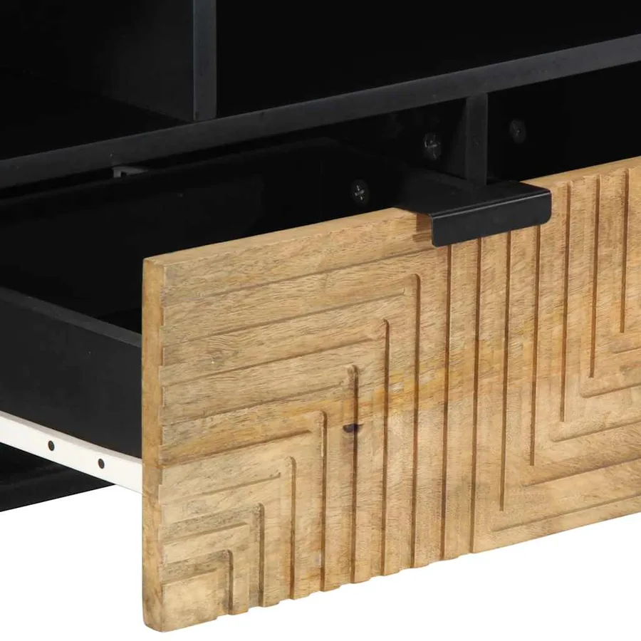 Meuble TV marron 100x33x46 cm bois massif de manguier - 7