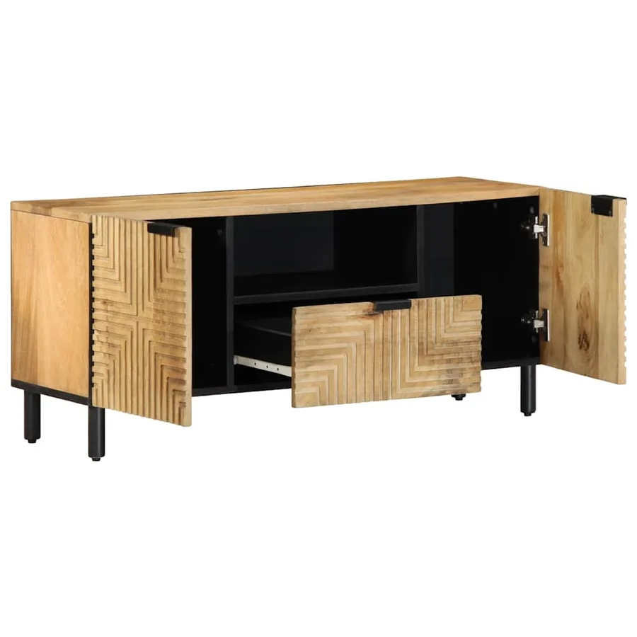 Meuble TV marron 105x33x46 cm Bois massif de manguier - 2