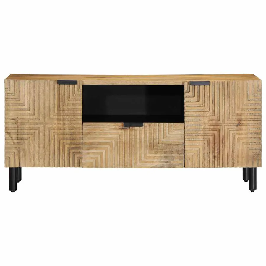 Meuble TV marron 105x33x46 cm Bois massif de manguier - 3