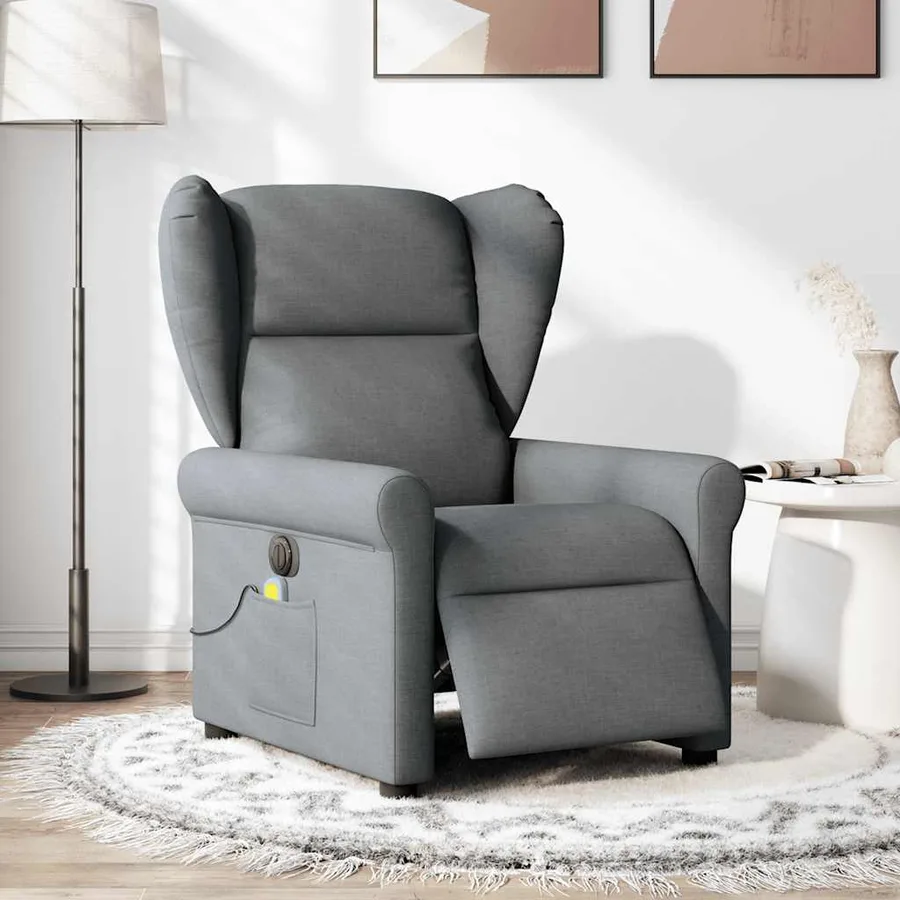 Fauteuil inclinable de massage électrique gris foncé tissu - 2