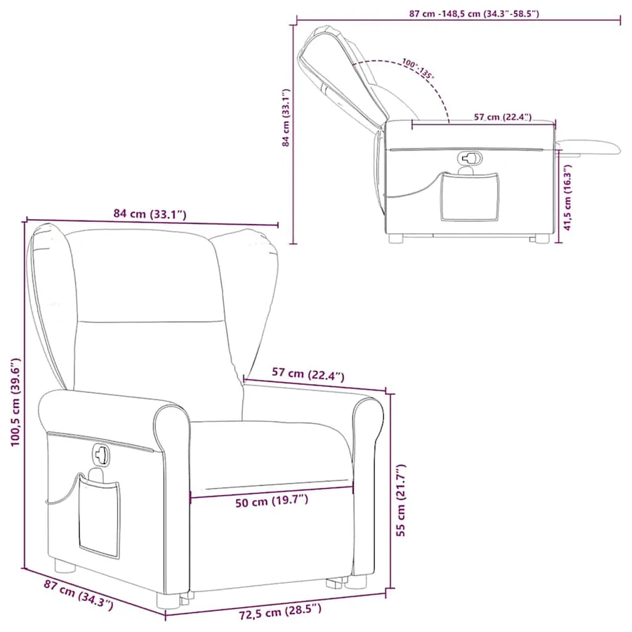 Fauteuil inclinable de massage Vert foncé Tissu - 16