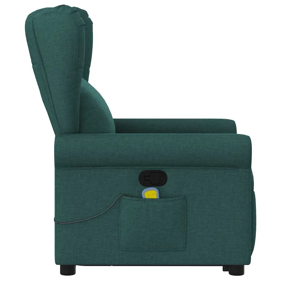 Fauteuil inclinable de massage Vert foncé Tissu - 5
