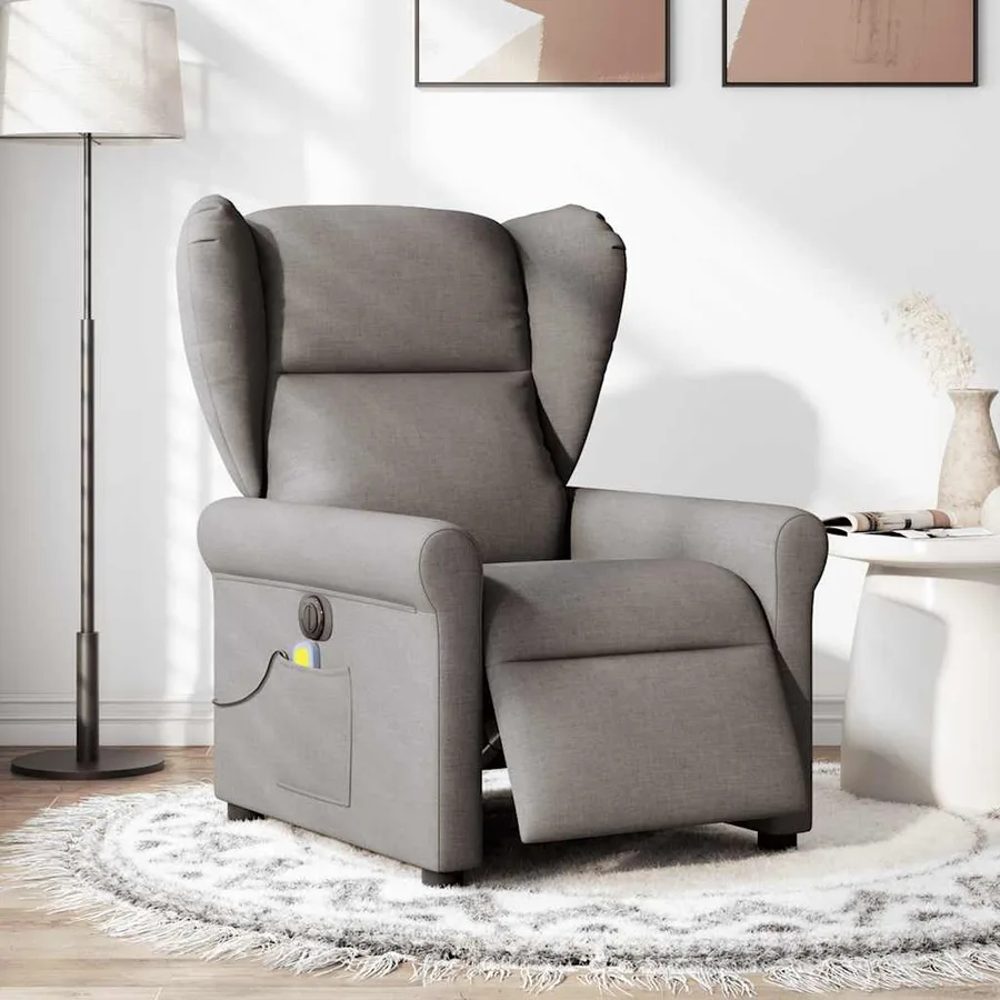 Fauteuil de massage inclinable électrique Taupe Tissu - 2