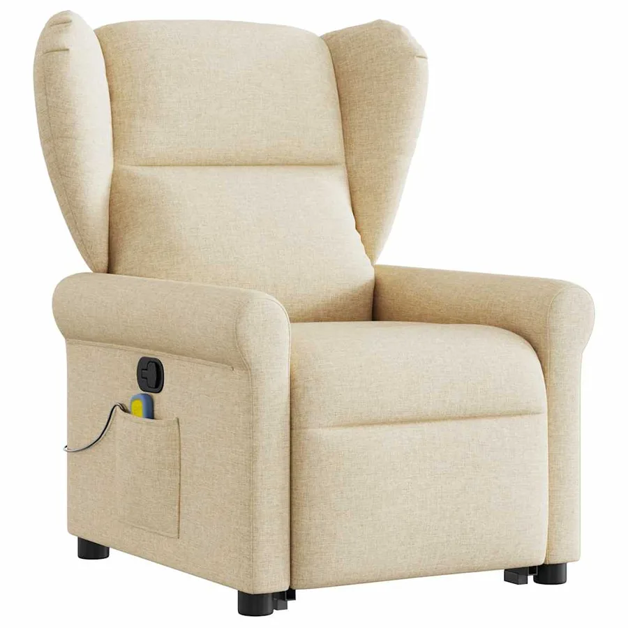 Fauteuil inclinable de massage Crème Tissu - 3