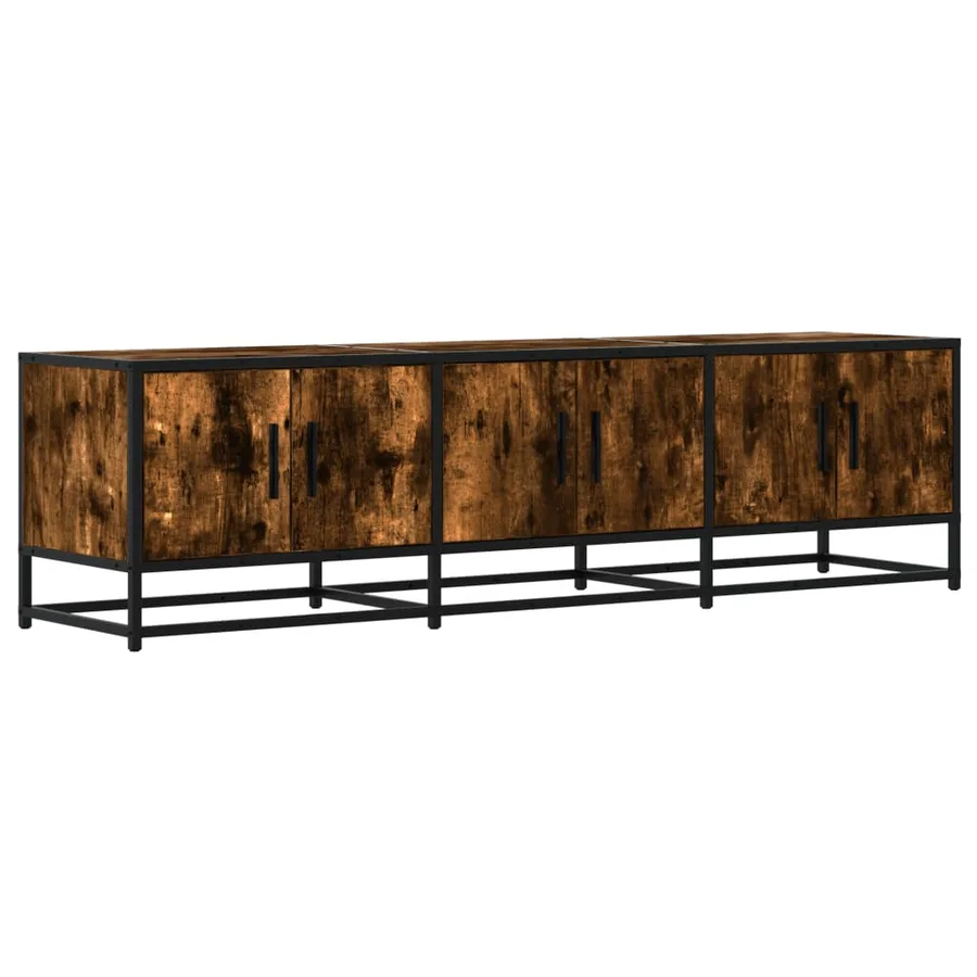 Meuble TV chêne fumé 150x35x41 cm bois d'ingénierie et métal - 2