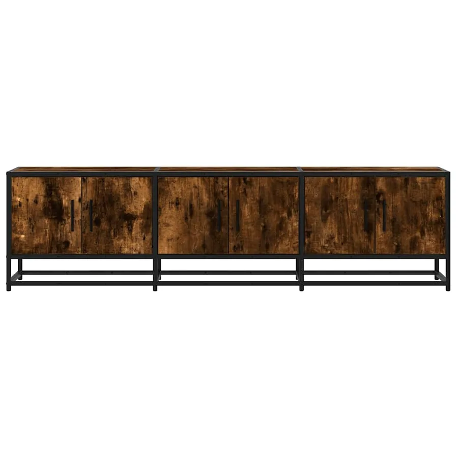 Meuble TV chêne fumé 150x35x41 cm bois d'ingénierie et métal - 4