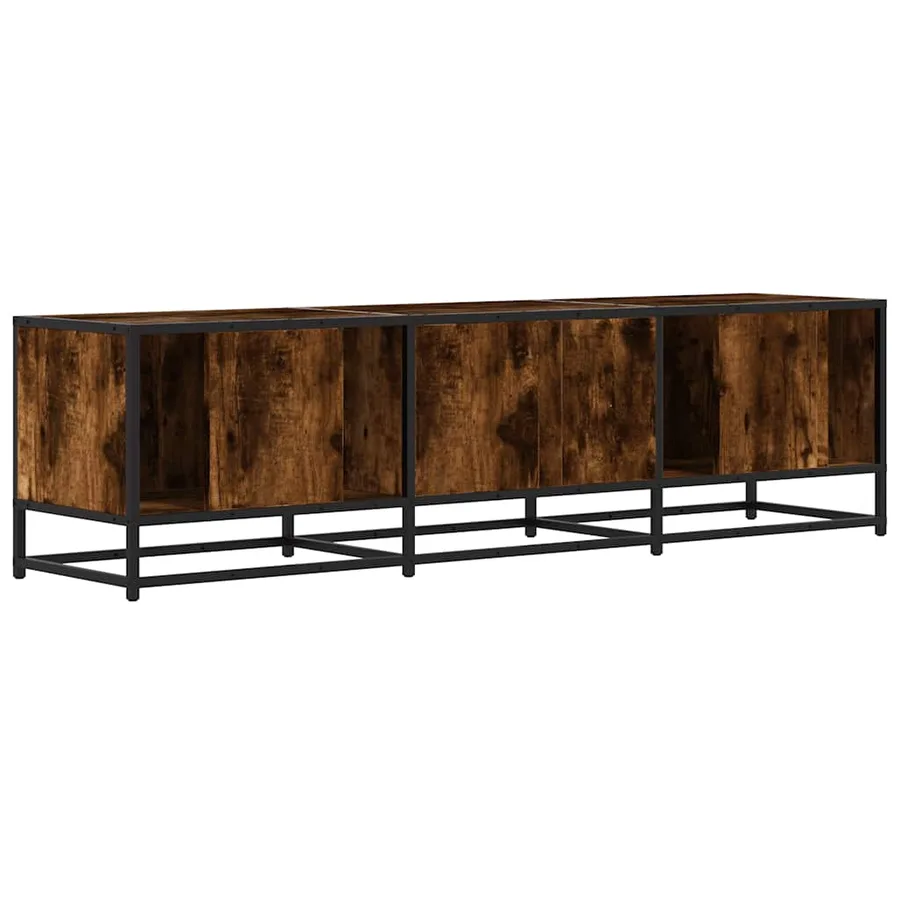 Meuble TV chêne fumé 150x35x41 cm bois d'ingénierie et métal - 6
