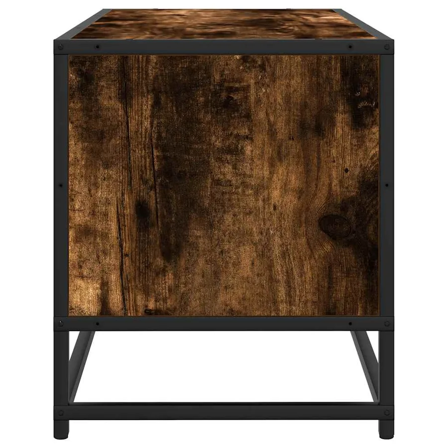Meuble TV chêne fumé 100x34,5x40 cm bois d'ingénierie et métal - 5
