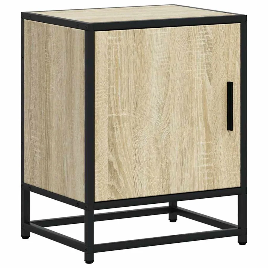Tables de chevet 2 pcs chêne sonoma bois d'ingénierie et métal - 6