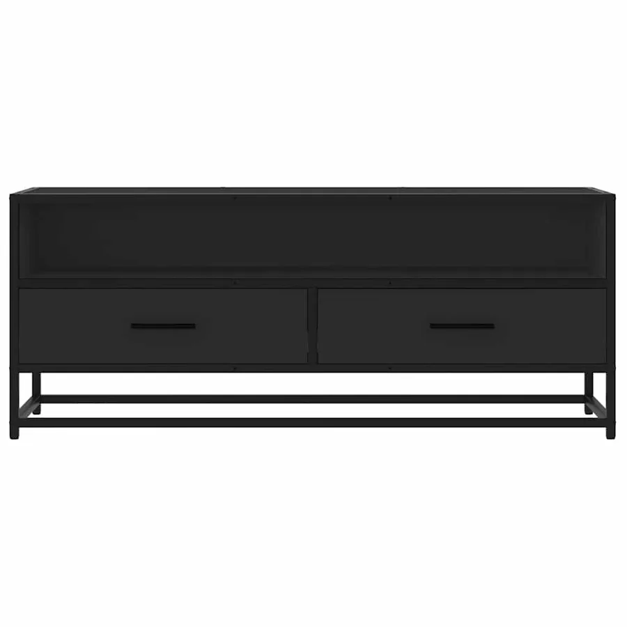 Meuble TV noir 100x34,5x40 cm bois d'ingénierie et métal - 4