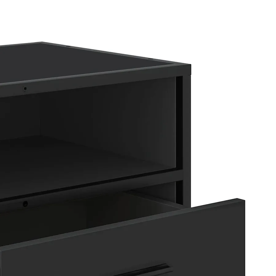 Meuble TV noir 100x34,5x40 cm bois d'ingénierie et métal - 8