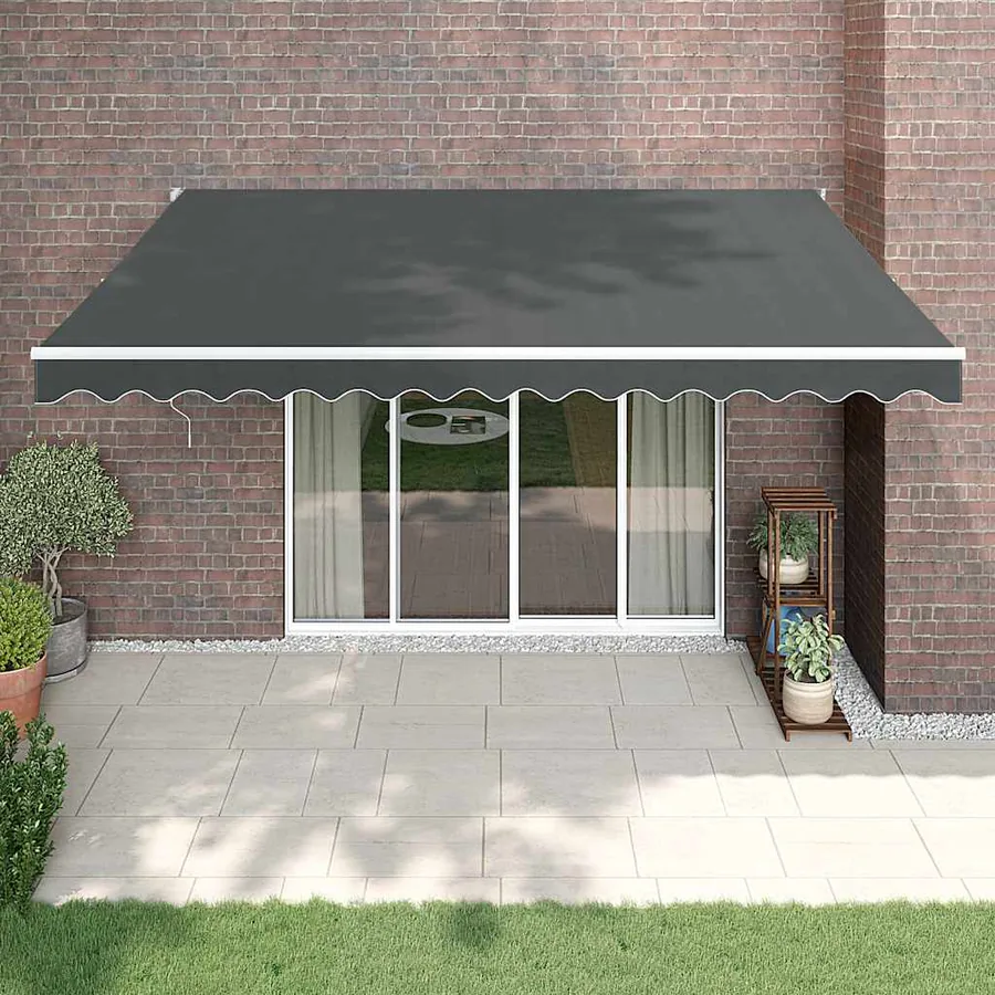 Auvent rétractable anthracite 4,5x3 m tissu et aluminium