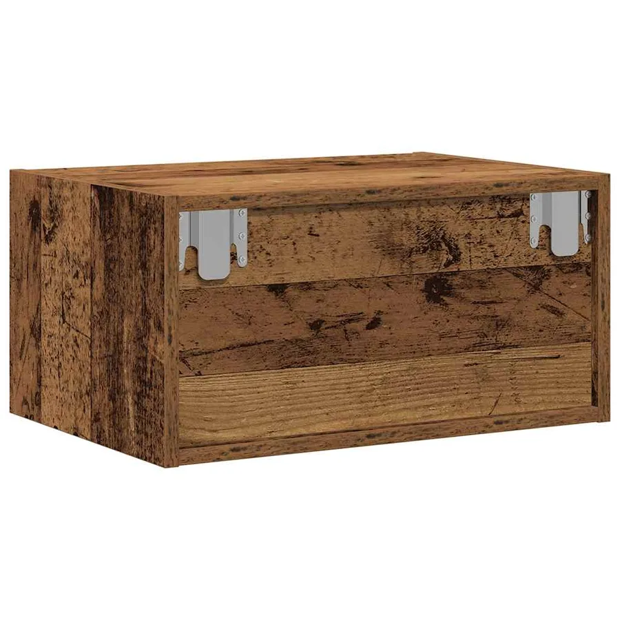 Table de chevet murale avec lumières LED vieux bois - 9
