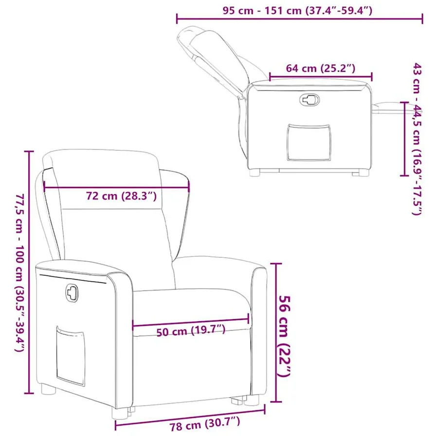 Fauteuil inclinable de massage Taupe Tissu - 16