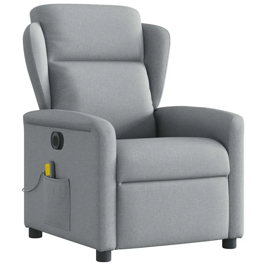 Fauteuil de massage inclinable électrique gris clair tissu - 4