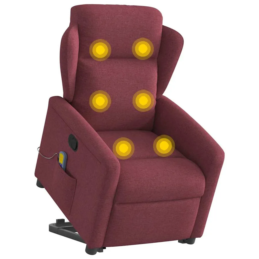 Fauteuil inclinable de massage Rouge bordeaux Tissu - 3