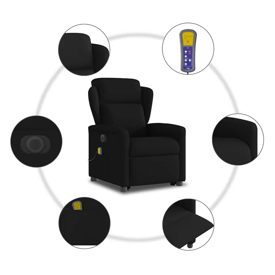 Fauteuil inclinable de massage électrique Noir Tissu - 11