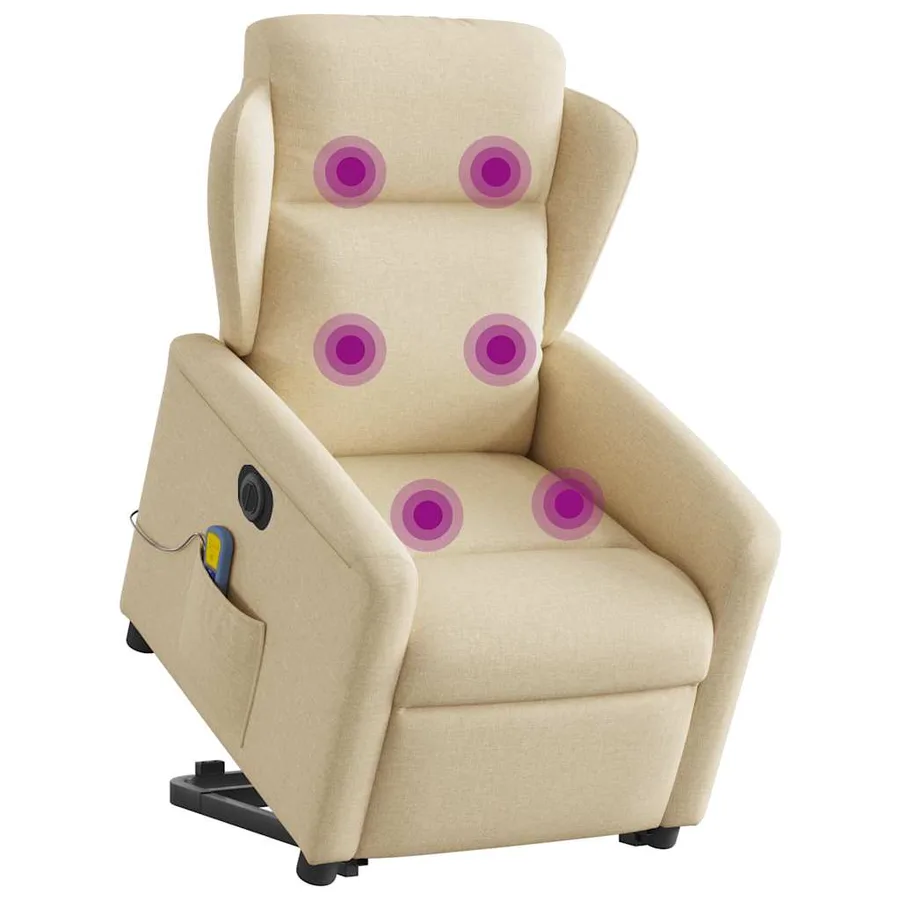 Fauteuil inclinable de massage électrique Crème Tissu - 3
