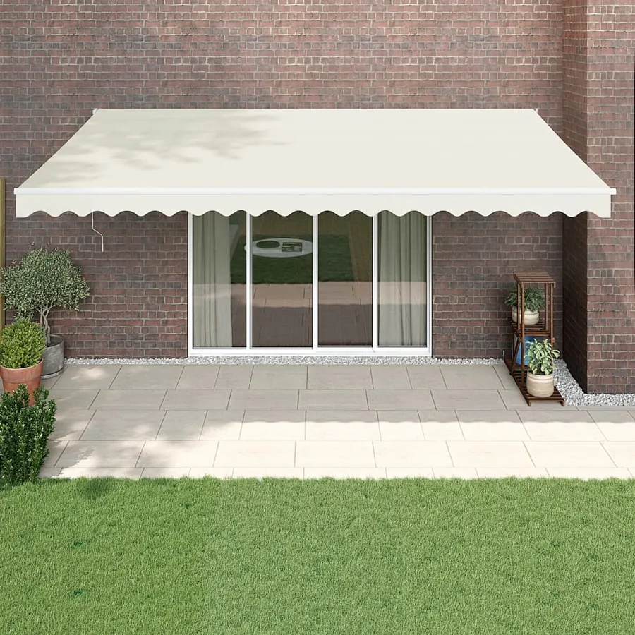 Auvent rétractable crème 5x3 m tissu et aluminium