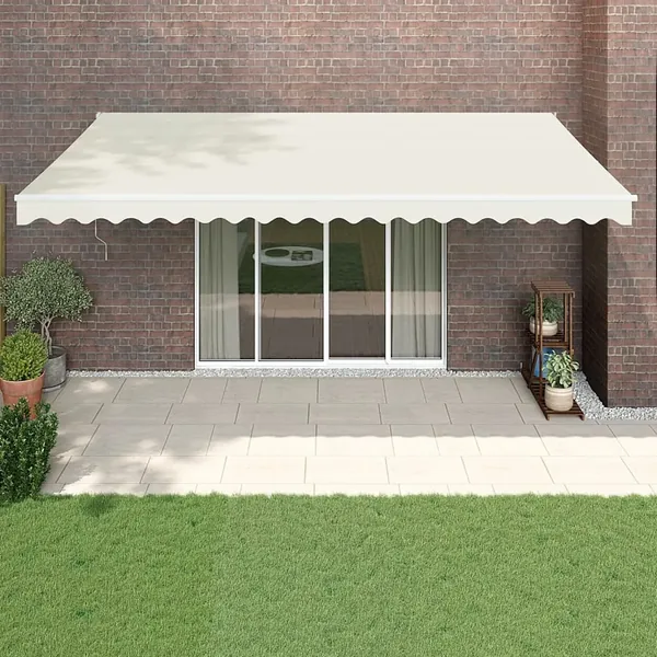 Auvent rétractable crème 5x3 m tissu et aluminium