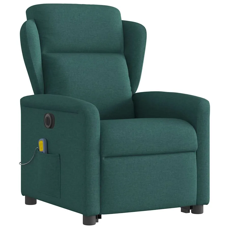 Fauteuil inclinable de massage électrique Vert foncé Tissu - 4