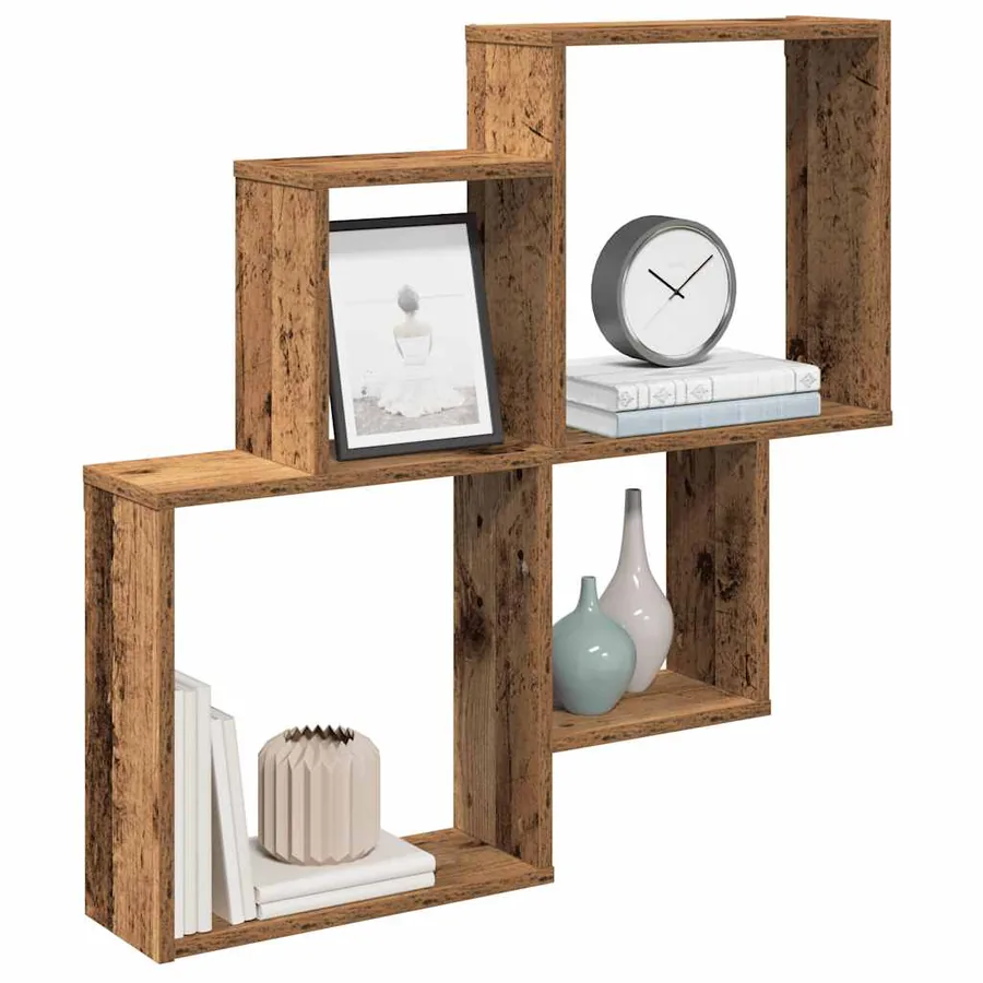 Étagère murale vieux bois 80x15x78,5 cm bois d'ingénierie