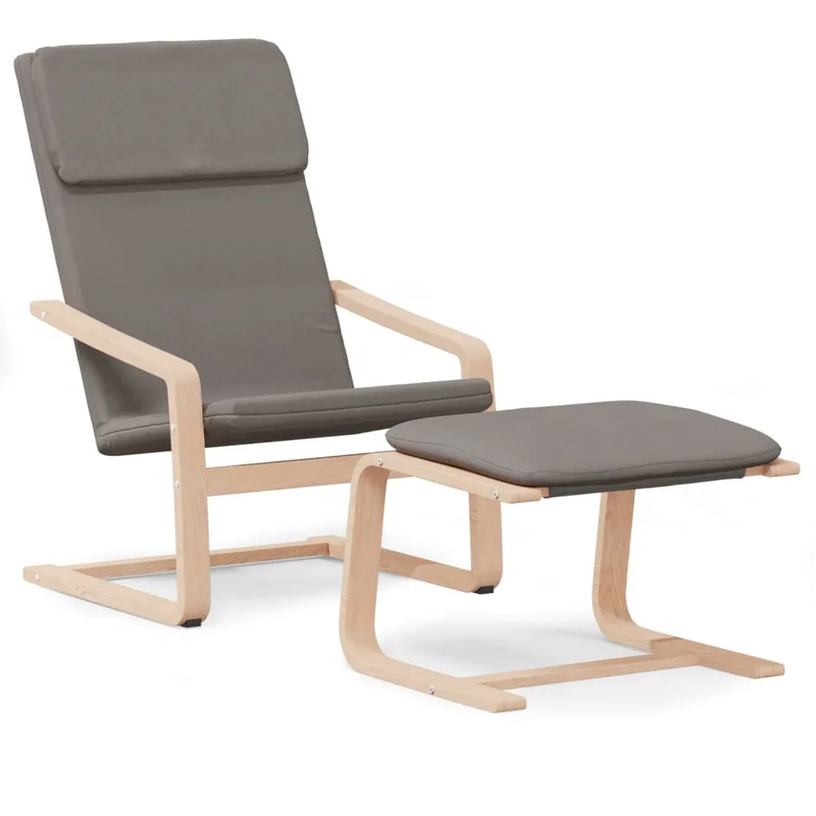 Chaise de relaxation avec repose-pied Taupe Tissu - 2