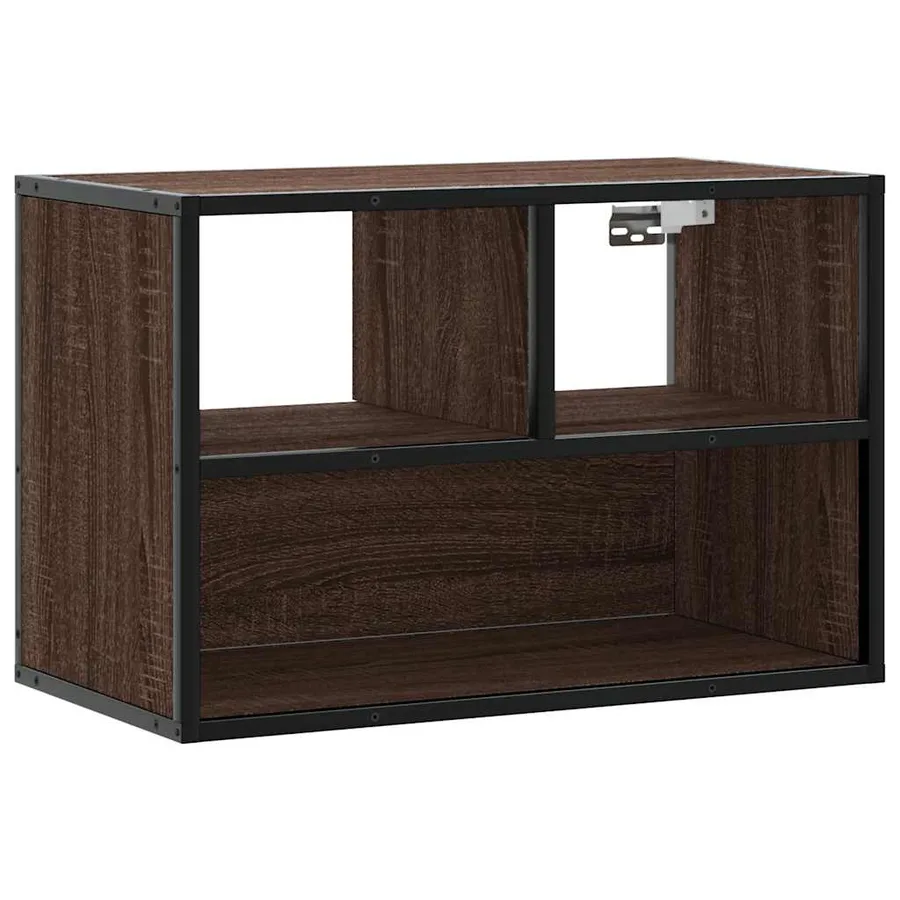 Meuble TV chêne brun 60x31x39,5 cm bois d'ingénierie et métal - 2