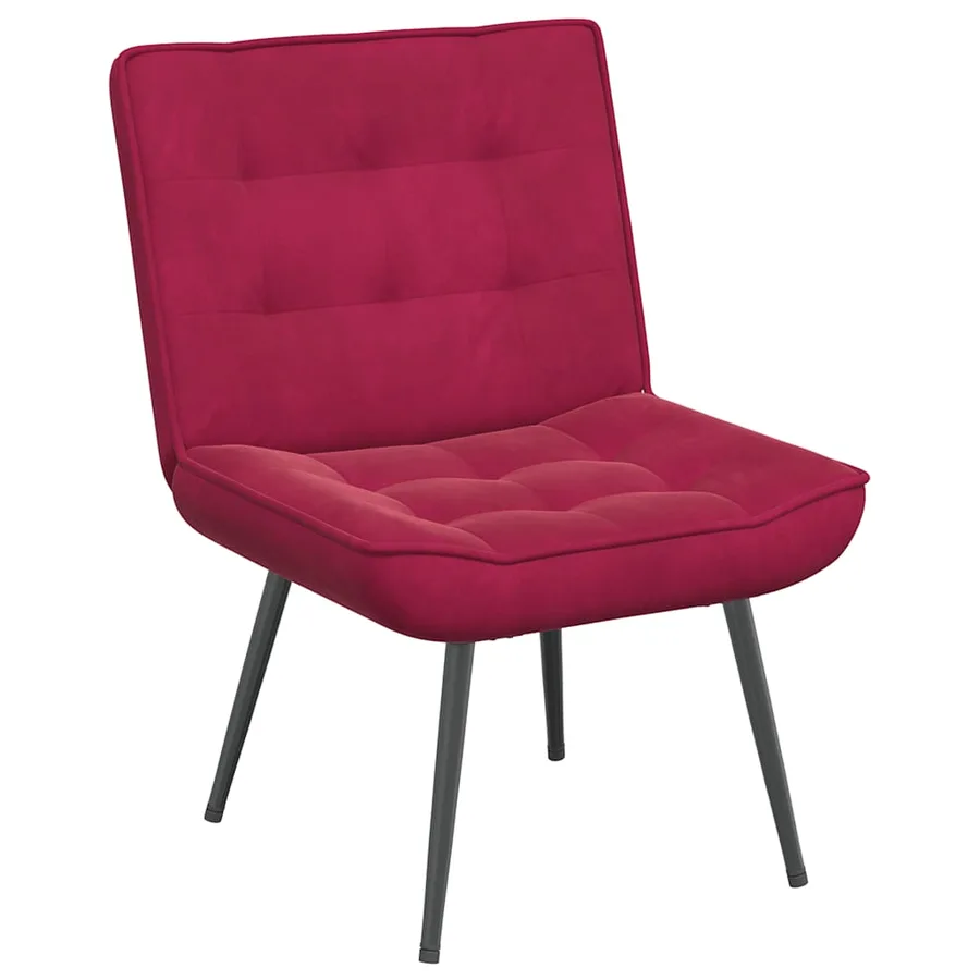 Chaise de relaxation rouge bordeaux 64x74x84 cm velours - 4
