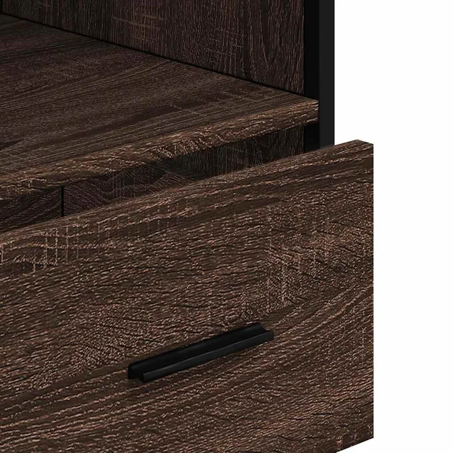 Armoire de bain chêne marron 35x37,5x100 cm bois d'ingénierie - 9
