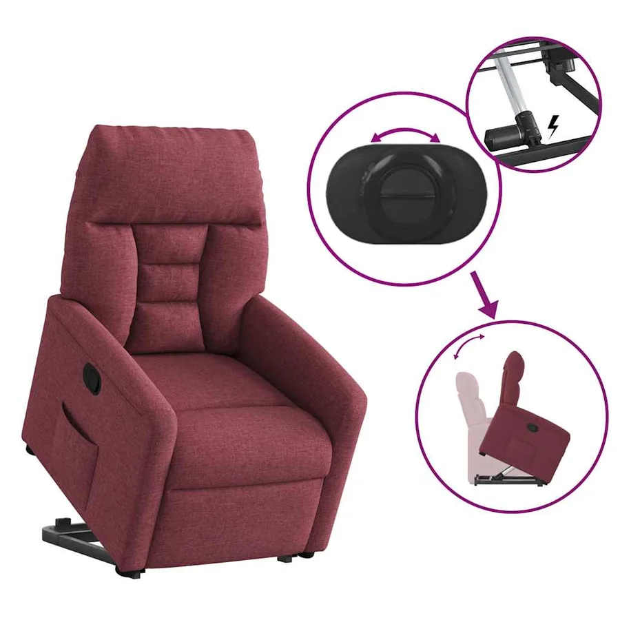Fauteuil inclinable rouge bordeaux tissu - 9