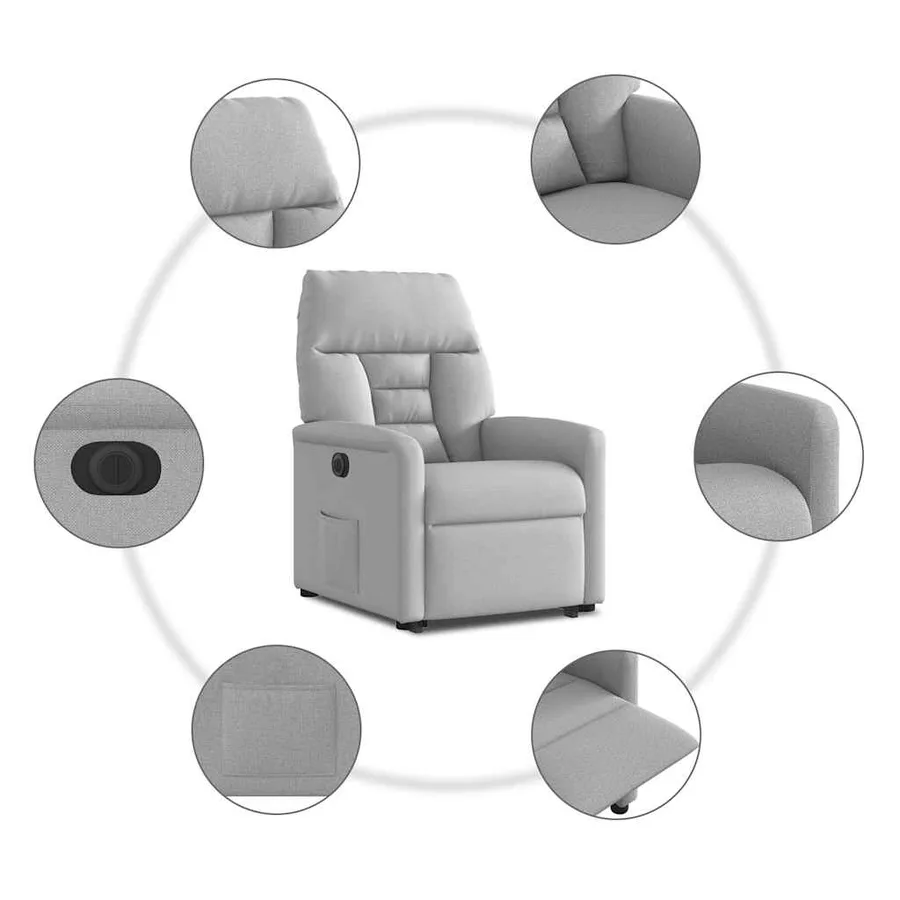 Fauteuil inclinable électrique gris nuage tissu - 11