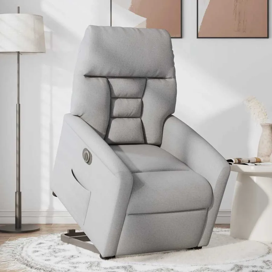 Fauteuil inclinable électrique gris nuage tissu - 2