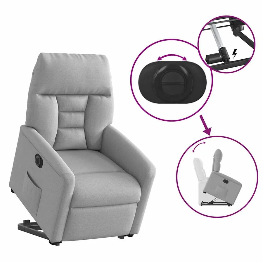 Fauteuil inclinable électrique gris nuage tissu - 8
