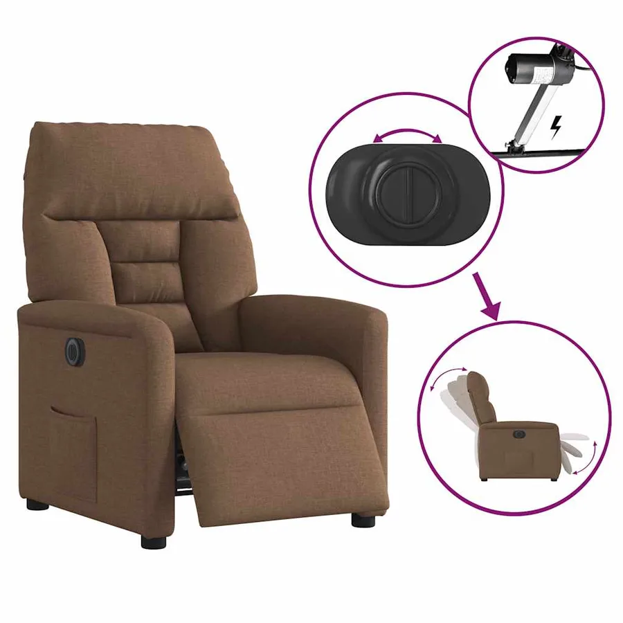 Fauteuil inclinable électrique Marron Tissu - 9